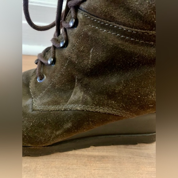 Aquatalia Chance Wedge Combat Boots Brown Suede Lace Up Booties Ankle Shoes, 10 - Picture 9 of 9
